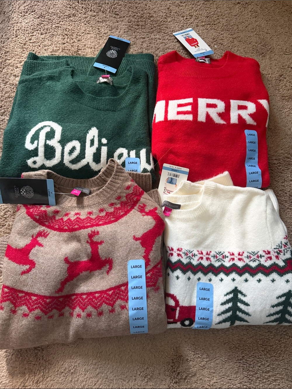 NWT Set of 4 Large Vince Camuto Holiday Sweaters